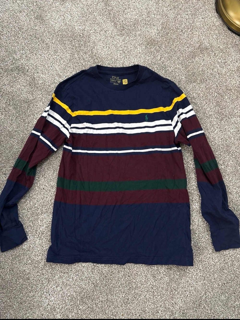 Polo by Ralph Lauren Navy Multi-Stripe Long Sleeve Crewneck